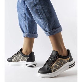 Inna Baskets noires avec insert doré d'Agostina le noir 2
