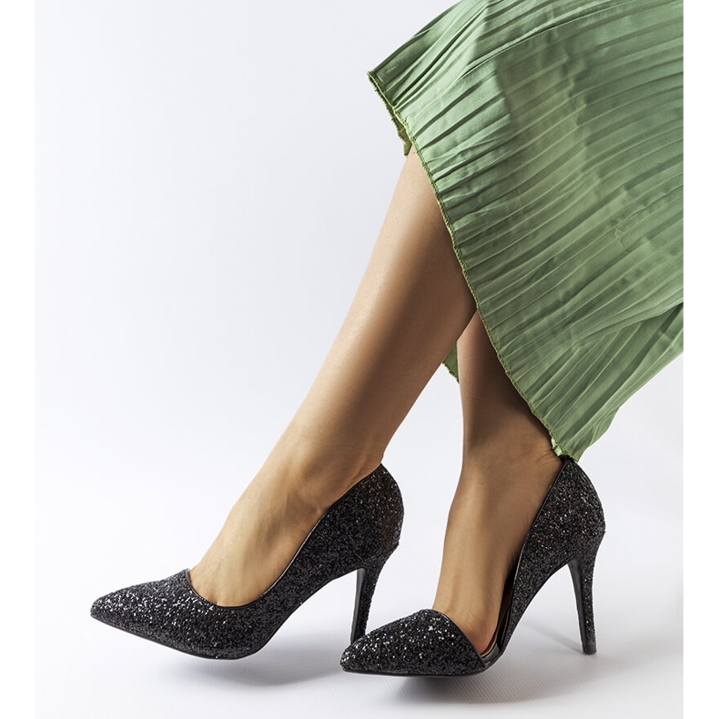 Escarpins en brocard noir Arsenault le noir 1