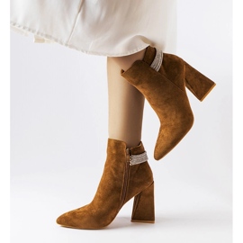 Bottines marron avec zircons de Liviana brun 1