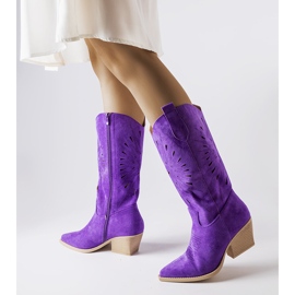 Santiags ajourées violettes Valdengo 1