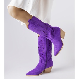 Santiags ajourées violettes Valdengo 2