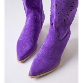 Santiags ajourées violettes Valdengo 3