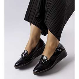 Mocassins compensés vernis noirs Erin le noir 1