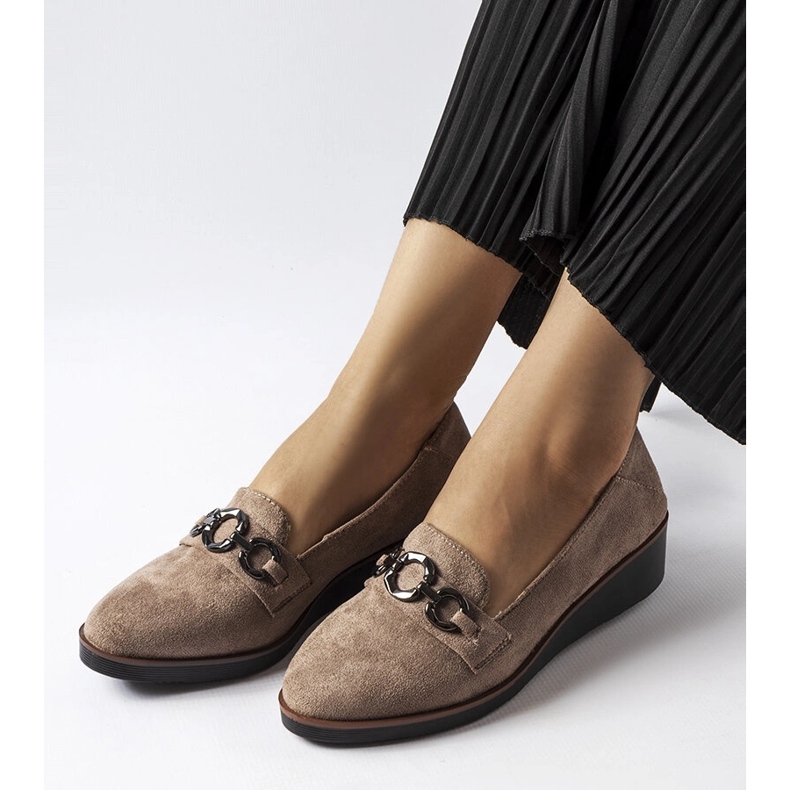 Mocassins compensés en daim marron Erin brun 1