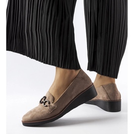 Mocassins compensés en daim marron Erin brun 2