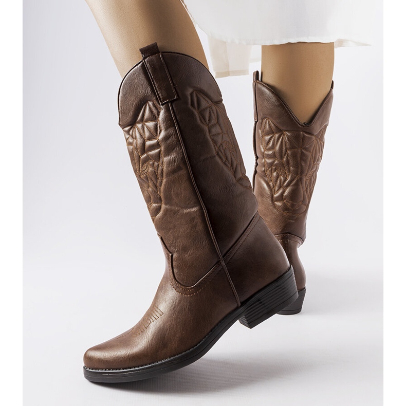 Bottes de cowboy plates marron de Simonetta brun 1