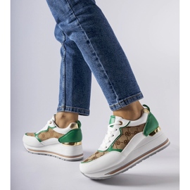 Inna Baskets compensées blanches et vertes Rouxi 2