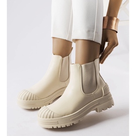 Bottes de travail beiges avec inserts en caoutchouc de Lange 1
