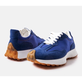 Baskets pour hommes bleu marine et orange de Dorolis 1