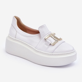 Lewski Shoes Chaussures en cuir pour femmes sur la plateforme, blanches Lewski 3398/2 1