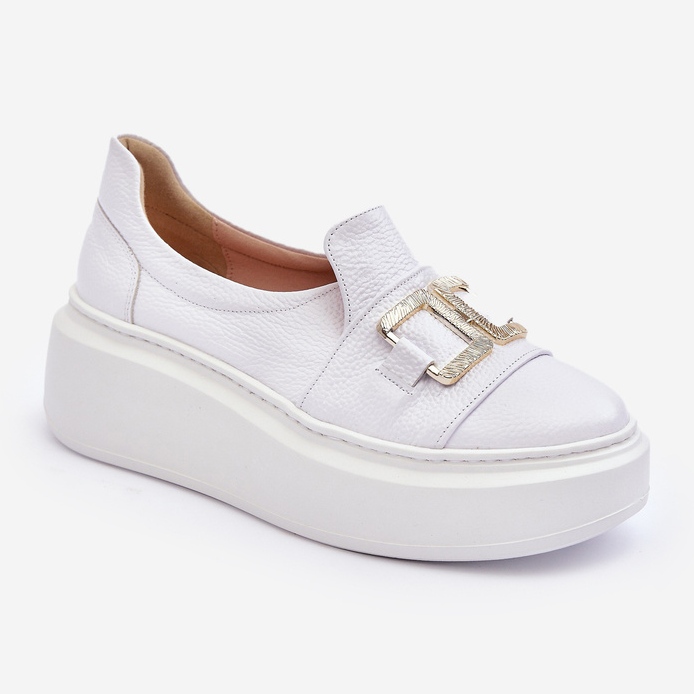 Lewski Shoes Chaussures en cuir pour femmes sur la plateforme, blanches Lewski 3398/2 1