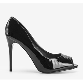 Escarpins noirs laqués sur un talon Luke le noir 1