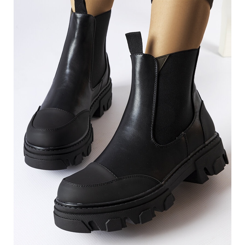 Bottines Sibyla noires à enfiler le noir 1 Bottines Sibyla noires à enfiler le noir 1