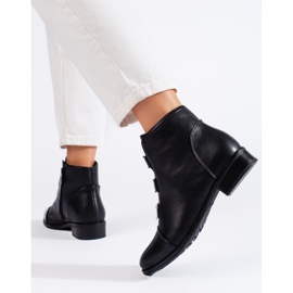 W. Potocki Bottes femme Potocki à talons plats le noir 3