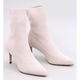 Donatella Bottes à talons chaussettes beiges 1