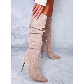 Danielle Bottes à talons hauts classiques kaki beige 3