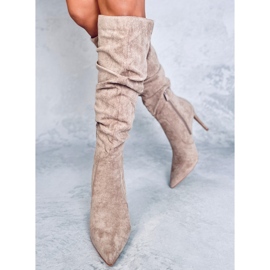 Danielle Bottes à talons hauts classiques kaki beige 2