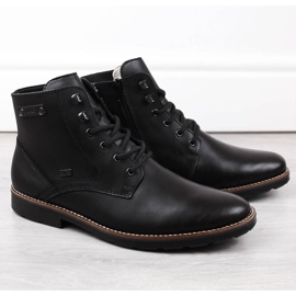 Bottines imperméables en cuir pour hommes isolées avec de la laine, noires Rieker 15322-00 le noir 1 Bottines imperméables en cuir pour hommes isolées avec de la laine, noires Rieker 15322-00 le noir 1