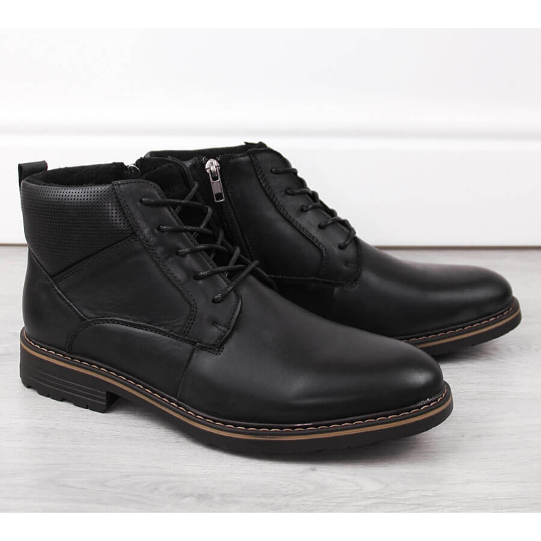 Bottines isolées en cuir pour hommes, noires, T.Sokolski Z22-69 le noir 1 Bottines isolées en cuir pour hommes, noires, T.Sokolski Z22-69 le noir 1