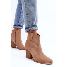 Santiags en Daim Beige à Talons Hauts Lotoune 6