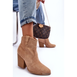 Santiags en Daim Beige à Talons Hauts Lotoune 7