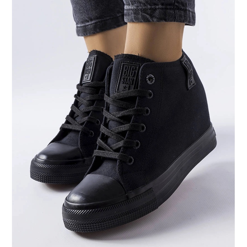 Baskets compensées noires LL274034 Big Star le noir 1