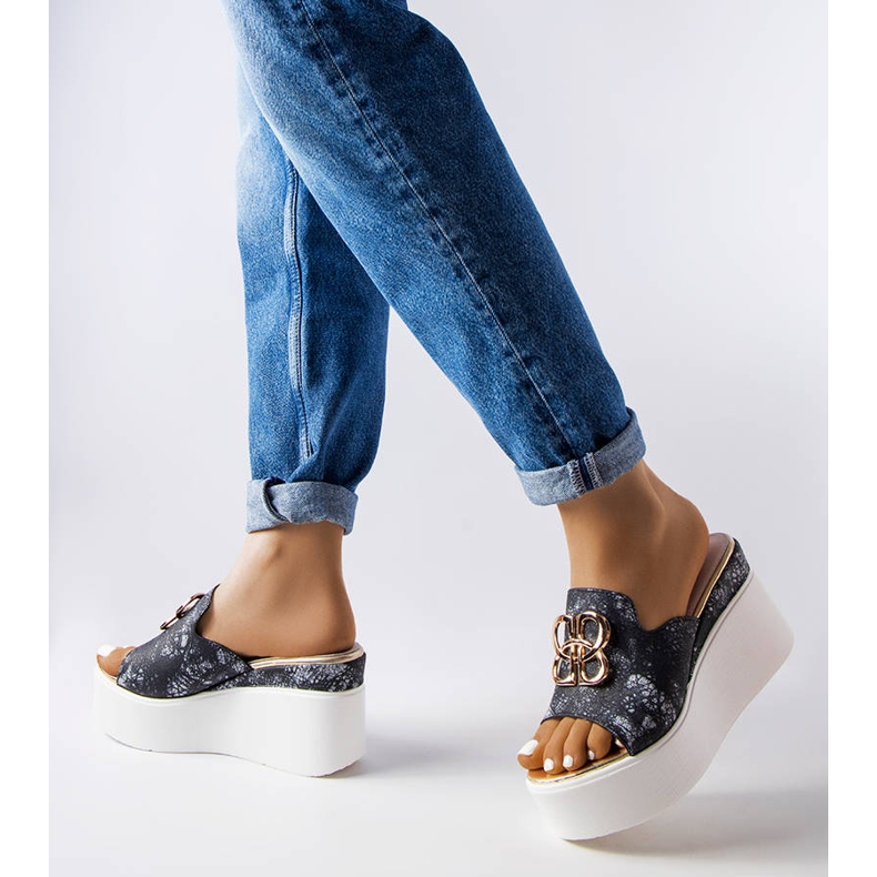 Sandales compensées noires Havana 1