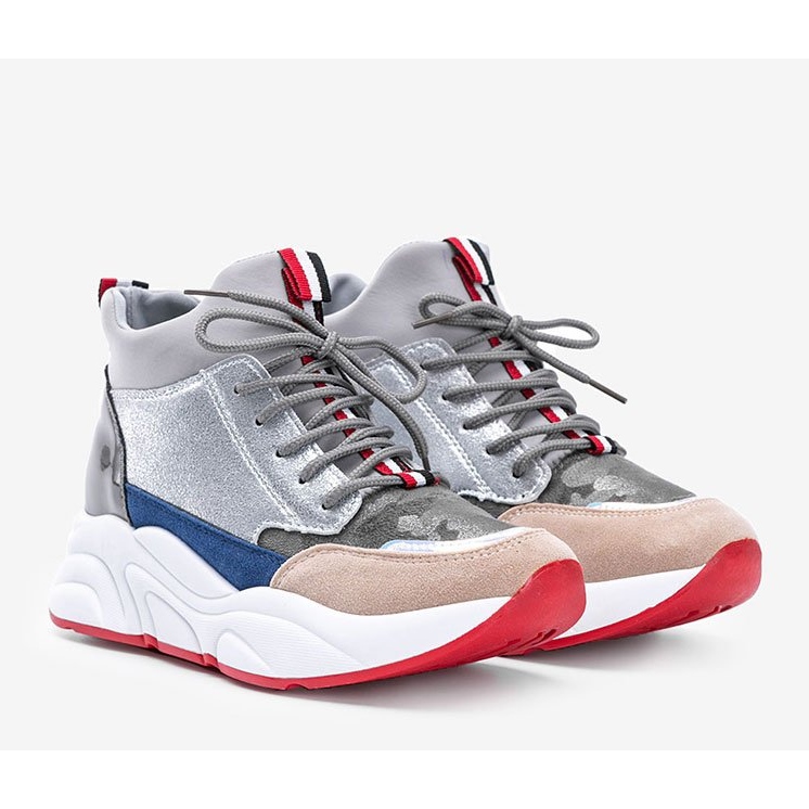 Baskets grises sur semelle épaisse Cassadi 1