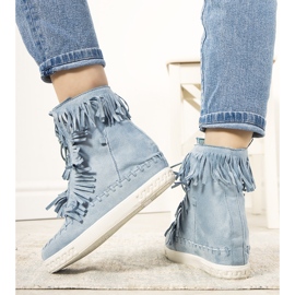 Baskets compensées bleues à franges 1