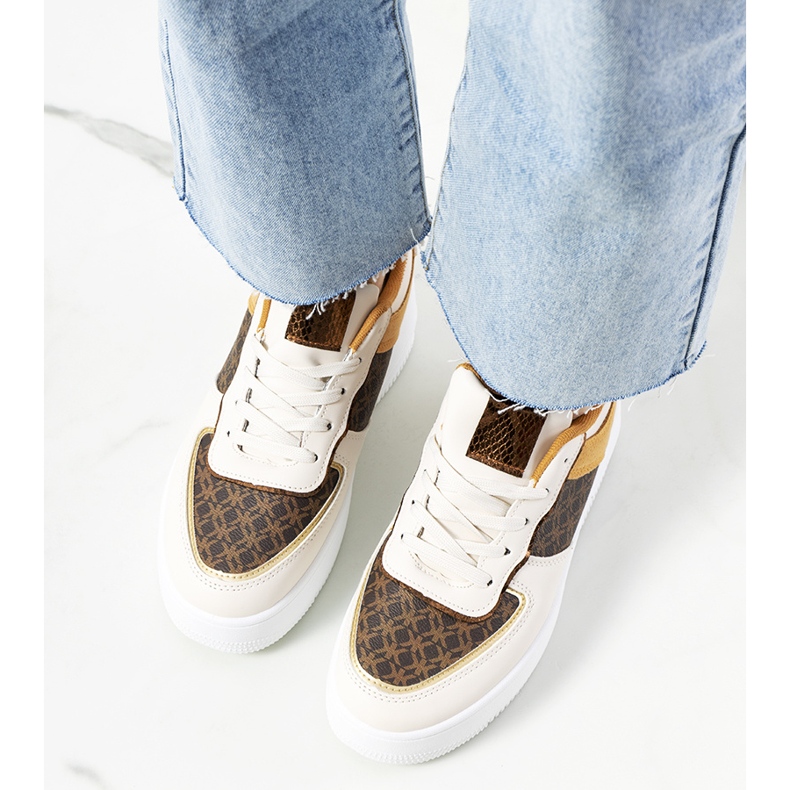 Baskets Manal beiges pour femmes blanc brun 1