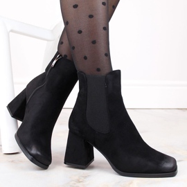 Bottines femme en daim sur talon haut décoratif, noir Potocki SZ12183 le noir 1