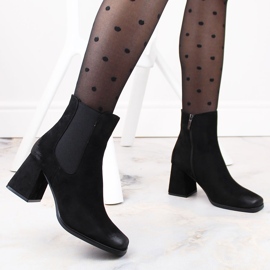 Bottines femme en daim sur talon haut décoratif, noir Potocki SZ12183 le noir 2