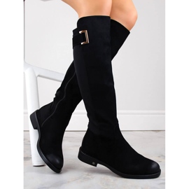 Bottines femme en daim avec élastique au dos, noir Potocki SZ12252 1