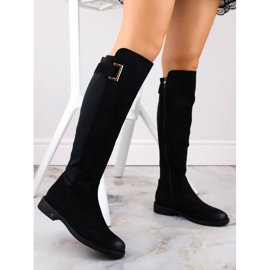 Bottines femme en daim avec élastique au dos, noir Potocki SZ12252 le noir 2