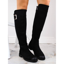 Bottines femme en daim avec élastique au dos, noir Potocki SZ12252 le noir 3