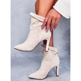 Yvonne Bottines à talons hauts en daim beige 2