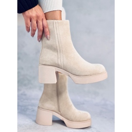 Ruffin Bottines à talon stable beige 3