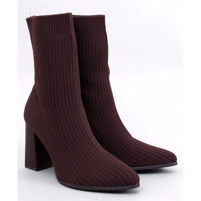 Bottines chaussettes à talons hauts Krystal Brown brun 1