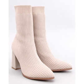 Bottines chaussettes à talons hauts Krystal Beige 1