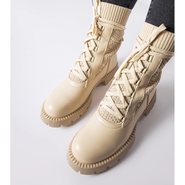 Boots chaussettes ajourées beiges par Portico 1