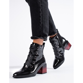 W. Potocki Bottes femme vernies à lacets Potocki noir 1