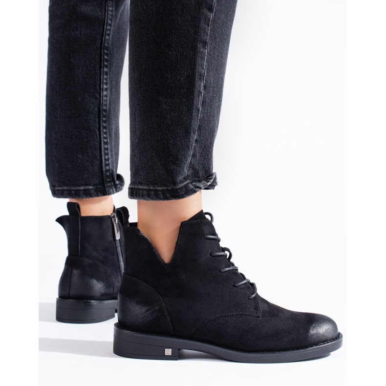 W. Potocki Bottines à lacets en daim noir Potocki 2