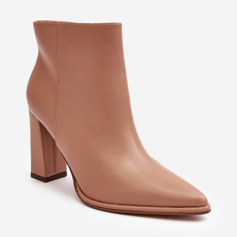 Bottines en cuir beiges Saitana pour femmes sur talon haut 1