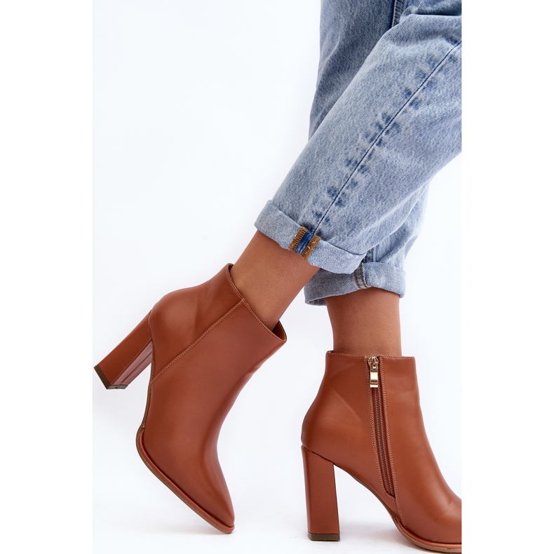 WS1 Bottines en cuir pour femmes sur un talon haut marron Saitana brun 2