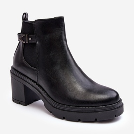 Bottines pour femmes sur un talon haut massif noir Belinda le noir 1