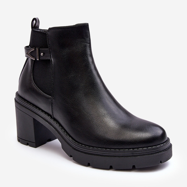 Bottines pour femmes sur un talon haut massif noir Belinda le noir 1