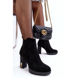 Bottines classiques à talons hauts en daim noir Amy le noir 2