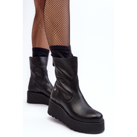 Bottines en cuir pour femmes sur une plateforme massive Maciejka 06246-01 Noir le noir 5