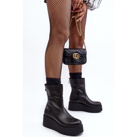 Bottines en cuir pour femmes sur une plateforme massive Maciejka 06246-01 Noir le noir 8