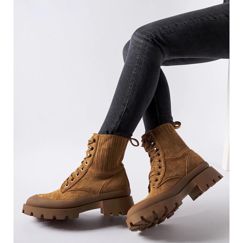 Bottes en éco-daim marron d'Orson brun 1